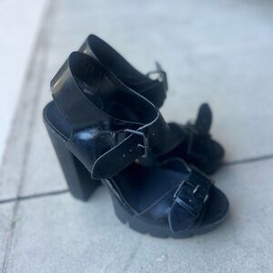 belted combat esque heels